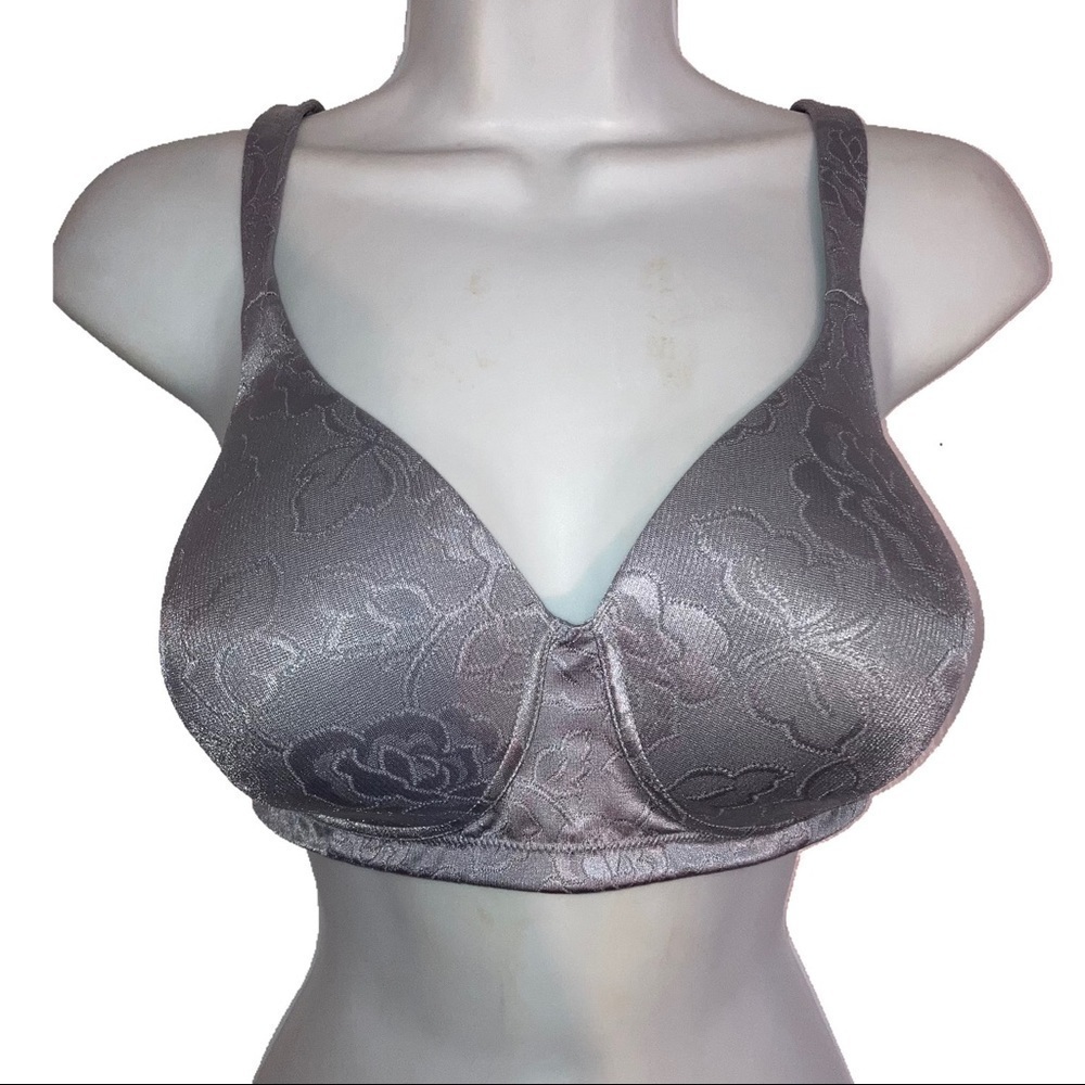 Vanity Fair Body Shine Floral Full Coverage Wire Free 38D Gray